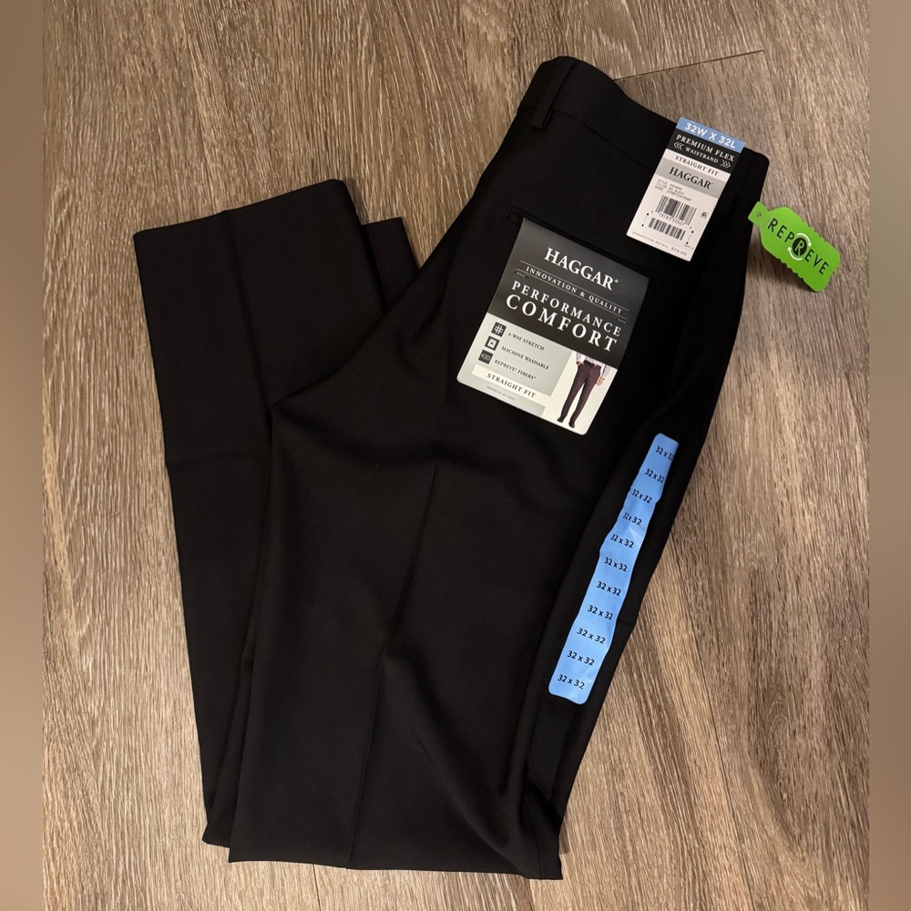 Haggar Black Stretch Dress Pant 32Wx32L